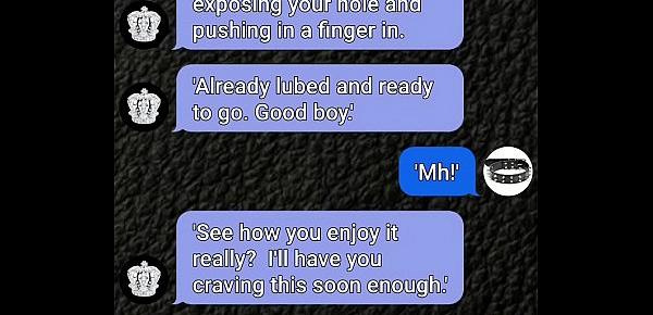  Submissive boy sexting his Mistress for forced bi scenario